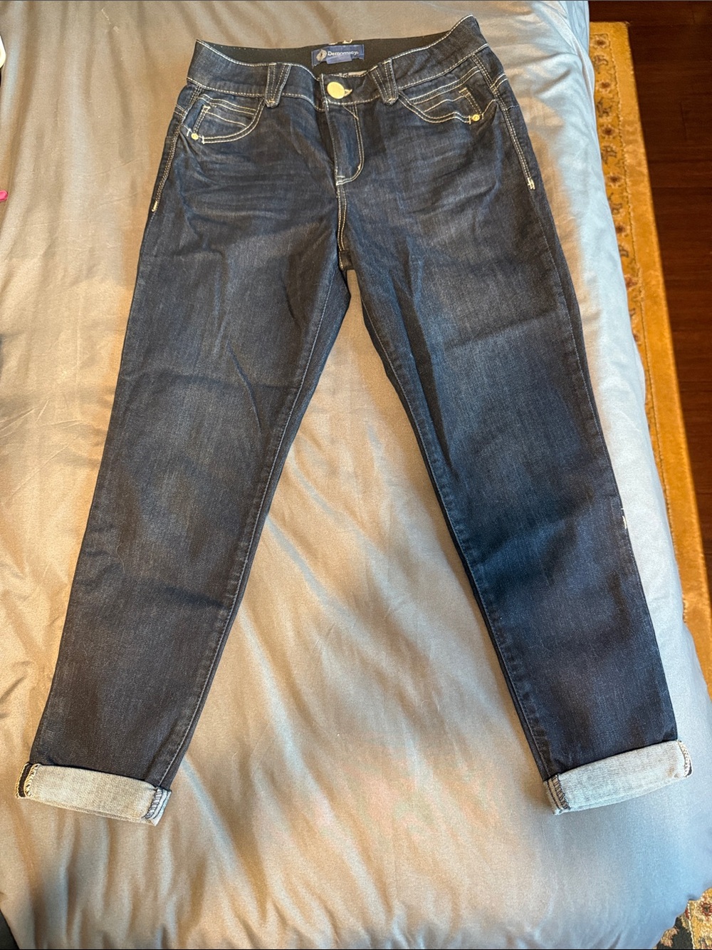 Democracy Dark Blue Cropped Slim Boyfriend Jeans